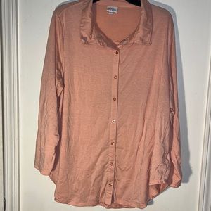 🎁 LuLaRoe button up long sleeve polo. 2XL. Tshirt material. Lovingly worn.